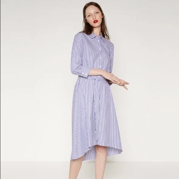 zara cotton shirt dress ZW COLLECTION CHECKED SHIRT DRESS - Yellow